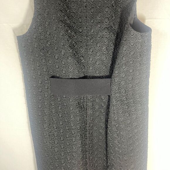Theory Gwideen Black/Black Embroidered Sleeveless Sheath Dress Sz 4 - Picture 3 of 7